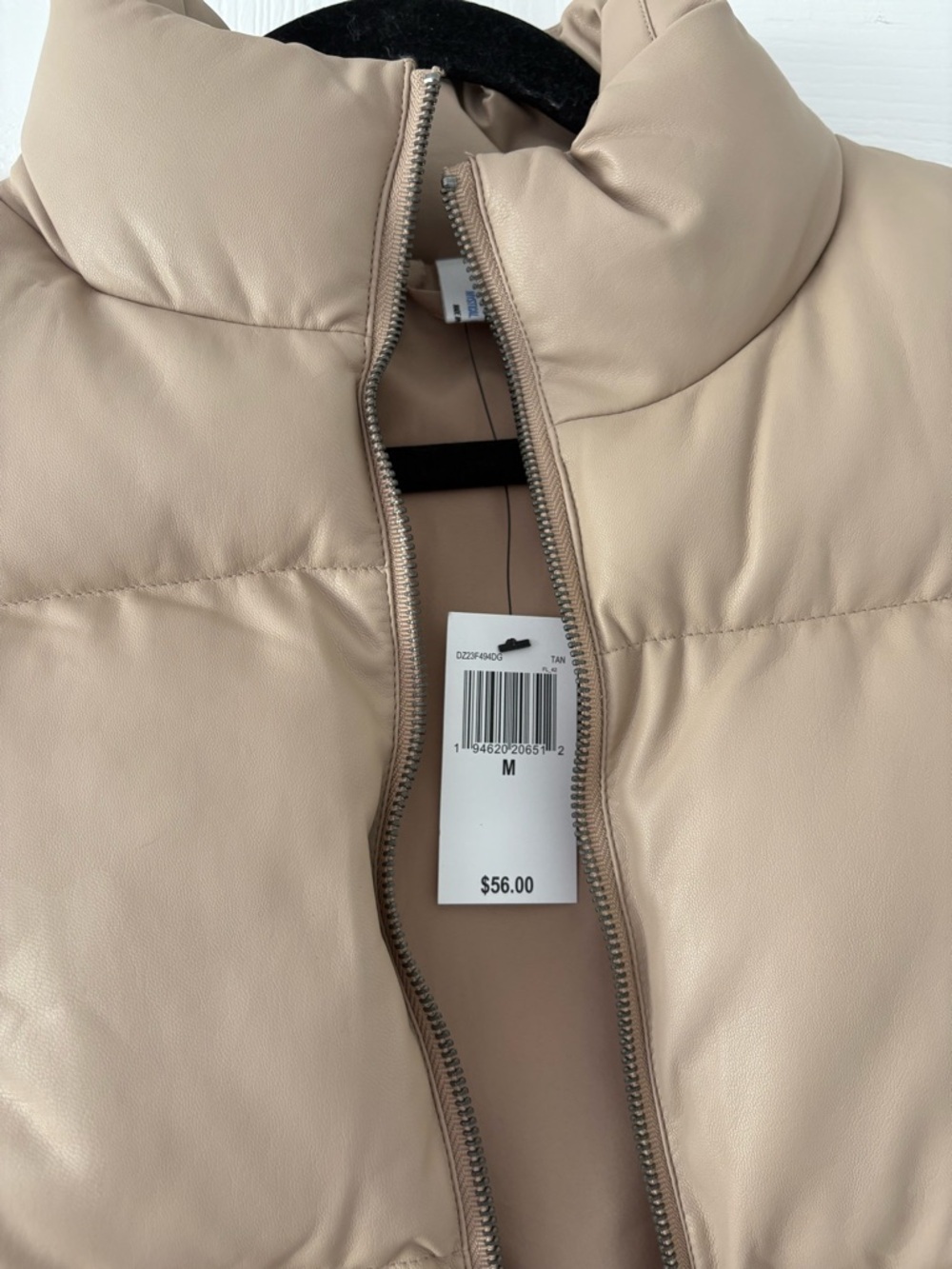 NWT Double Zero Cropped Beige Leather Puffer Vest - Picture 3 of 4